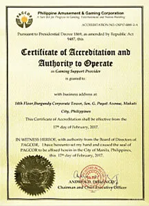 Giấy phép hoạt động Vin777